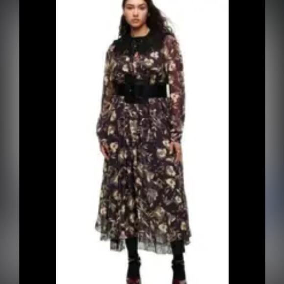 Zara Limited Edition H&M Conscious Exclusive Studio Floral Lace Maxi Dress Sz M - Picture 1 of 13